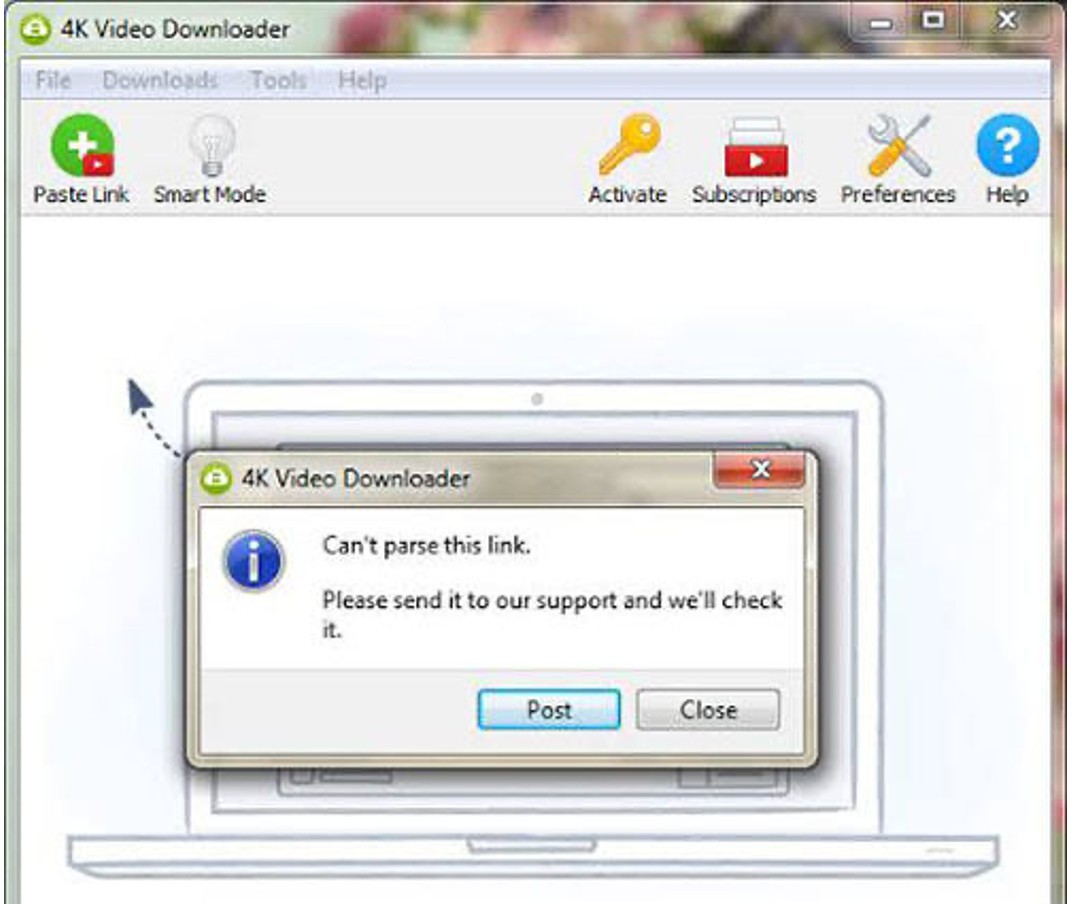 4k video downloader new version error